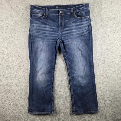 Pantalones de mezclilla BKE Carter con hebilla para hombre 40x32 (40x26) azul elástico corte bota desteñido Foto 1 de 4