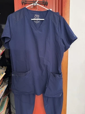 Women's Barco top and bottom uniform scrub set, navy, size Large, EUC - Image 1 of 4