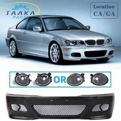 New Front Bumper Cover W/Fog Fit M3 Style For BMW 3Series E46 1999-2006 Unfolded - Image 1 of 4