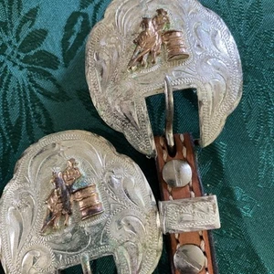 Vtg Damaged Western Show Headstall Barrel Racing Buckle Set W Bridle - Picture 1 of 9
