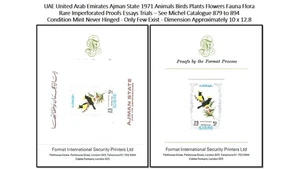 UAE United Arab Emirates Ajman 1971 Birds Flowers Fauna Flora - Rare Proof MNH - Picture 1 of 3