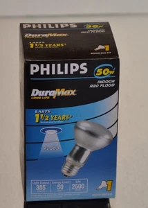 Philips Duramax Indoor Flood Lamp R20 50W 120V Bulb 385 Lumens 2500 Hours - Picture 1 of 5