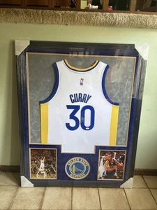 Steph Curry Autographed Framed Suede Background Authentic NBA Jersey JSA COA - Picture 1 of 11