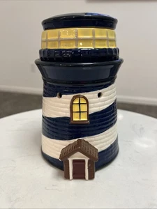 Calentador de cera Scentsy Lighthouse tamaño completo náutico azul blanco retirado - Imagen 1 de 11
