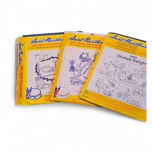 Aunt Martha's Hot Iron Transfers Chickens Fruit Veggie Autumn 3 Lot Embroidery - Picture 1 of 10