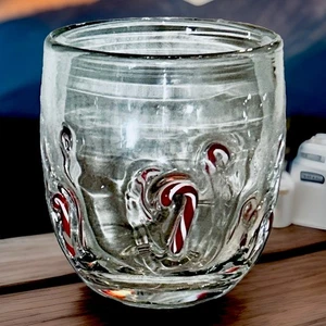 ARTLAND Candy Cane Double Old Fashioned 3.75” Whimsical Clear Glass 12oz Tumbler - Picture 1 of 12
