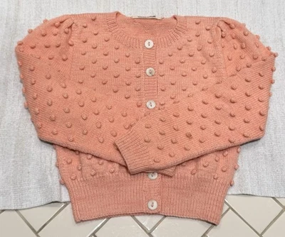 Cárdigan Suéter Palomitas Misha & Puff Melocotón Claro XS Pequeño Lana Merino Tejido a Mano Foto 1 de 4