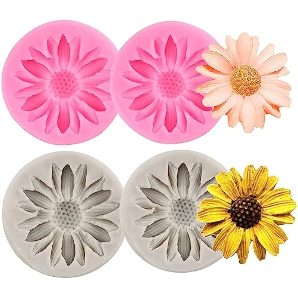 Moldes de silicona para girasol molde para fondant de flores para decoración de pasteles Cupca Foto 1 de 1