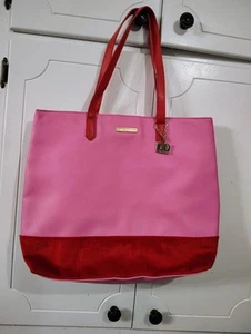 Juicy Couture Pink Red Velvet Shoulder Bag Tote Gold Charm Logo Just Say Oui - Picture 1 of 9