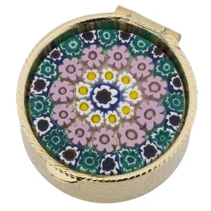 GlassOfVenice Murano Glass Small Millefiori Pill Box - Round - Picture 1 of 4