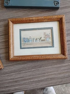 Vintage kleines Kay Lamm Shannon Wohndeko auf Regal Druck Wandbehang Holzrahmen - Bild 1 von 3