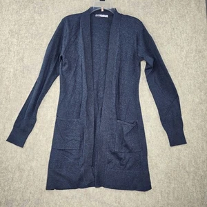 QOR Open-Front Cardigan Navy Blue S Cotton & Merino Wool Blend Long Sleeve - Picture 1 of 9