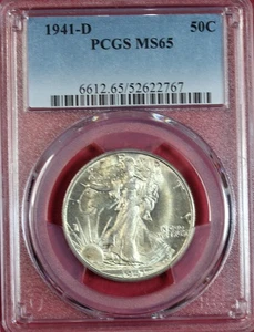 1941-D WALKING LIBERTY HALF DOLLAR PCGS MS65 - Picture 1 of 4