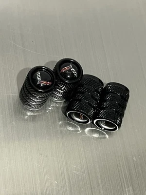 New Corvette Tire Sensor Caps Black Round Valve Stem Caps B50 - Image 1 of 3