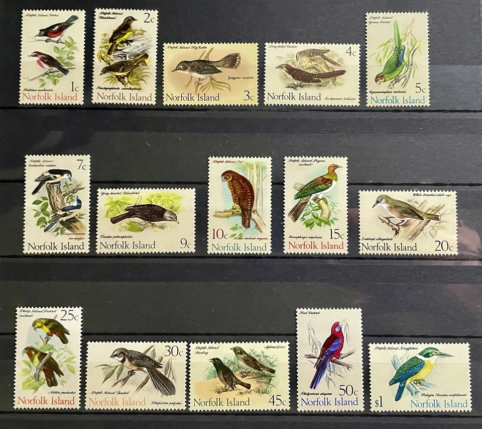 Isla Norfolk 1970 Aves Definitivas Juego Completo MNH Excelente Foto 1 de 1