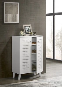 Weißer Schuhschrank Schuhständer Regal 2-türig Schrank Sideboard - Bild 1 von 4
