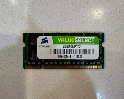Corsair 1 GB SO-DIMM DDR2 SDRAM (VS1GSDS667D2) Laptop / Notebook Memory Mac/PC - Image 1 of 2