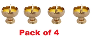 Brass Akhand Jyoti Home Decorative Brass Oil Lamp Brass Table Diya Pack of 4 - Picture 1 of 6