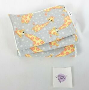 Baby Burp Cloths 3 Pack Giraffe Print Grey Flannelette Toweling Handmade New 