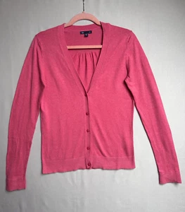 Gap Cardigan Women Size M Coral/Pink Long Cotton V Neck Long Sleeve - Picture 1 of 18