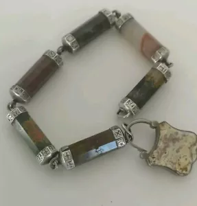 Antique Scottish Agate Silver Bracelet & Agate Hair Mourning Padlock c1860 - Picture 1 of 18