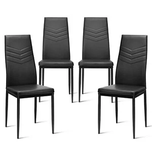 4PCS High Back Dining Chair Kitchen PVC Leather Chair Modern Armless Side Chair - Picture 1 of 6