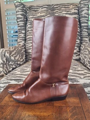 Botas de cuero tabaco vintage Etienne Aigner talla 8 M media pantorrilla con caja y papel Foto 1 de 4