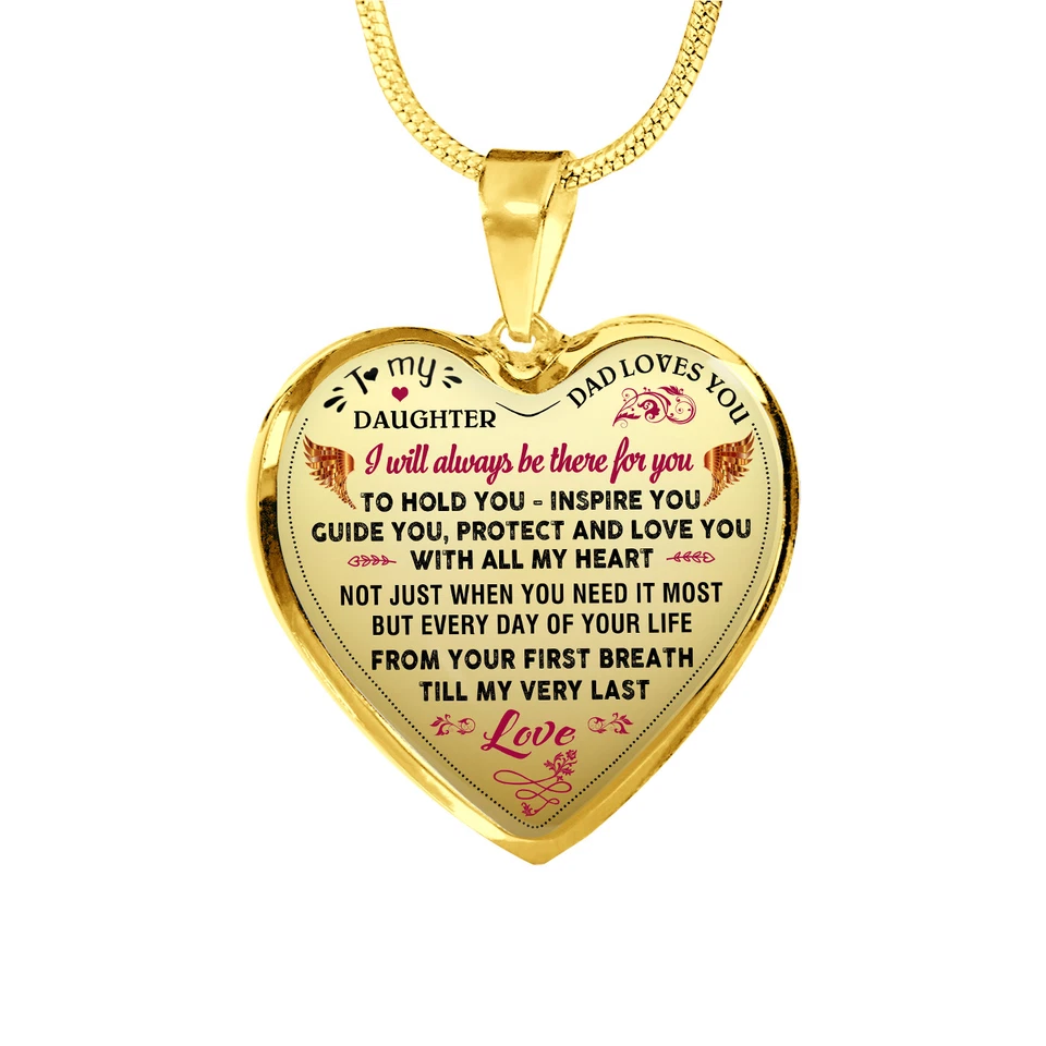 Proud Father to Daughter Gifts from Daddy Papa - Unique Novelty Luxury Necklace - Image 1 of 1
