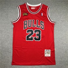 1998 Finals Michael Jordan Stitch RED Jersey Embroidery