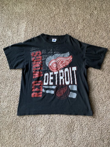 Detroit Red Wings Vintage T Shirt Spell Out Apex One Large L Retro NHL Yzerman Cover