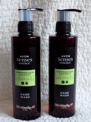 AVON 2 x SENSES ESSENCE LEMONGRASS & COCONUT HAND WASHES ~ 250ml each   * NEW * - Image 1 of 4