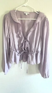 Topshop Lavender tie front blouse 10 EUC - Picture 1 of 7