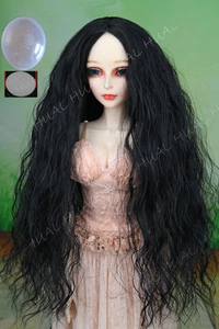 Peluca rizada larga y rizada larga" de muñeca BJD 8-9" 1/3 SD DZ DOD LUTS con gorra AL - Imagen 1 de 10