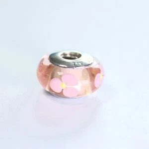 Charm Pandora Petali Rosa Autentici Vetro di Murano Argento Sterling Perline 790619 - Foto 1 di 2
