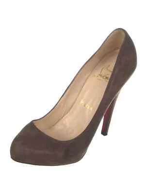 Christian Louboutin Platform Pumps Womens Sz 6 Brown Suede Stiletto Heel Slip On - Image 1 of 4