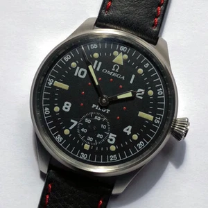 Rare Big Swiss Mens Military Marriage Wristwatch OMEGA Steel Case Pilots WW2 - Picture 1 of 18