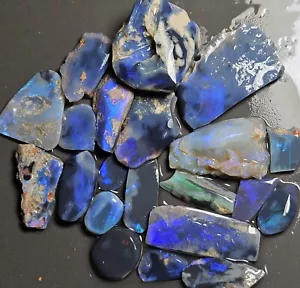 Lightning Ridge Opal Rough & Rub Parcel Blue Purple Lapidary 162.5 Ct Australian - Foto 1 di 21