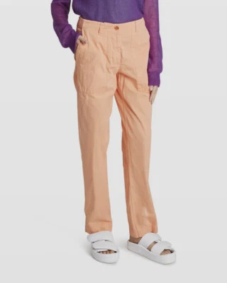 $534 Dries Van Noten 女式橙色直筒棉质裤子 36 码 — 第 1/3 张图片