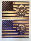 Busch Light Sign Lot - Metal / Tin - American Flag - Blue And Gold - NEW