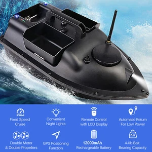 500m Remote Bait Boat GPS Position Fish Finder RC Rowing Nesting Speedboat  Hook