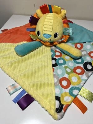 Taggies Bright Starts León Peluche Amarillo Azul Rojo Bebé Manta de Seguridad Lovey Foto 1 de 4