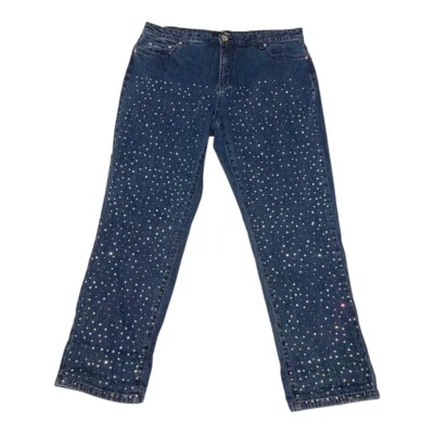 Jeans jeans feminino 24/7 strass azul 16WP. - Imagem 1 de 4