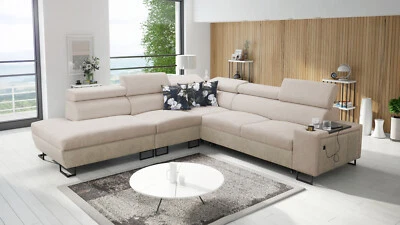 Ecksofa mit Schlaffunktion Melanie IX L-Form Sofa mit Bettkasten Modern Groß 26 - Bild 1 von 4