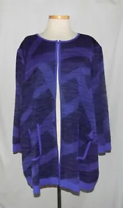 Misook lila & schwarz meliert gemustert Strick 1-Haken Cardigan Pullover Jacke 2X - Bild 1 von 5