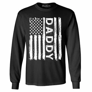 Daddy American Flag Long Sleeve USA Flag 4th Of July Father's Day Gift Tee Shirt - Picture 1 of 7