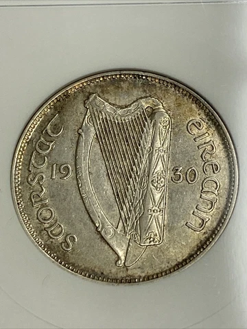Ireland 1930 Silver 2 Shilling Irish Florin Salmon ANACS AU55 WOW! Cover