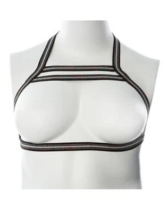 Gender Fluid Unisex Stretchy Silver Lining Harness Black/Silver Fashion Garment - Picture 1 of 5