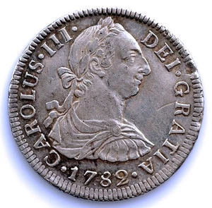 SC-Spain-Carlos III. 2 reales 1782 FF. Mexico. EBC-/XF- Plata 5,9 g. - Picture 1 of 2