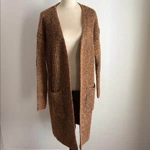 Universal Thread speckled brown cardigan long open front wool blend pockets XL - Picture 1 of 10