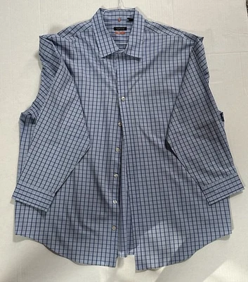 Camisa de vestir Van Heusen sin arrugas azul a rayas para hombre con bolsillo 19-19 1/2 2XL Foto 1 de 3